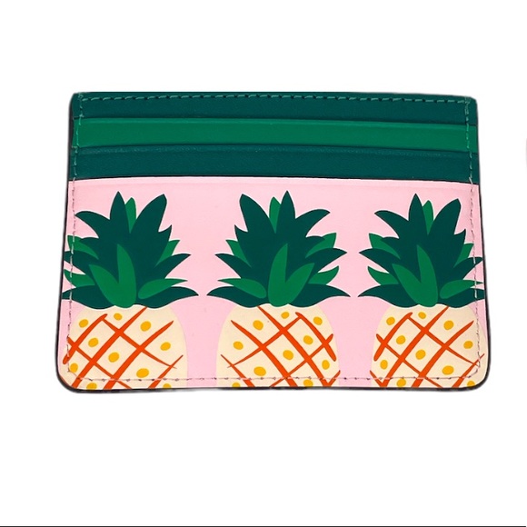 Kate Spade Pineapples Colada Credit Card Wallet Green Pink - Picture 5 of 6